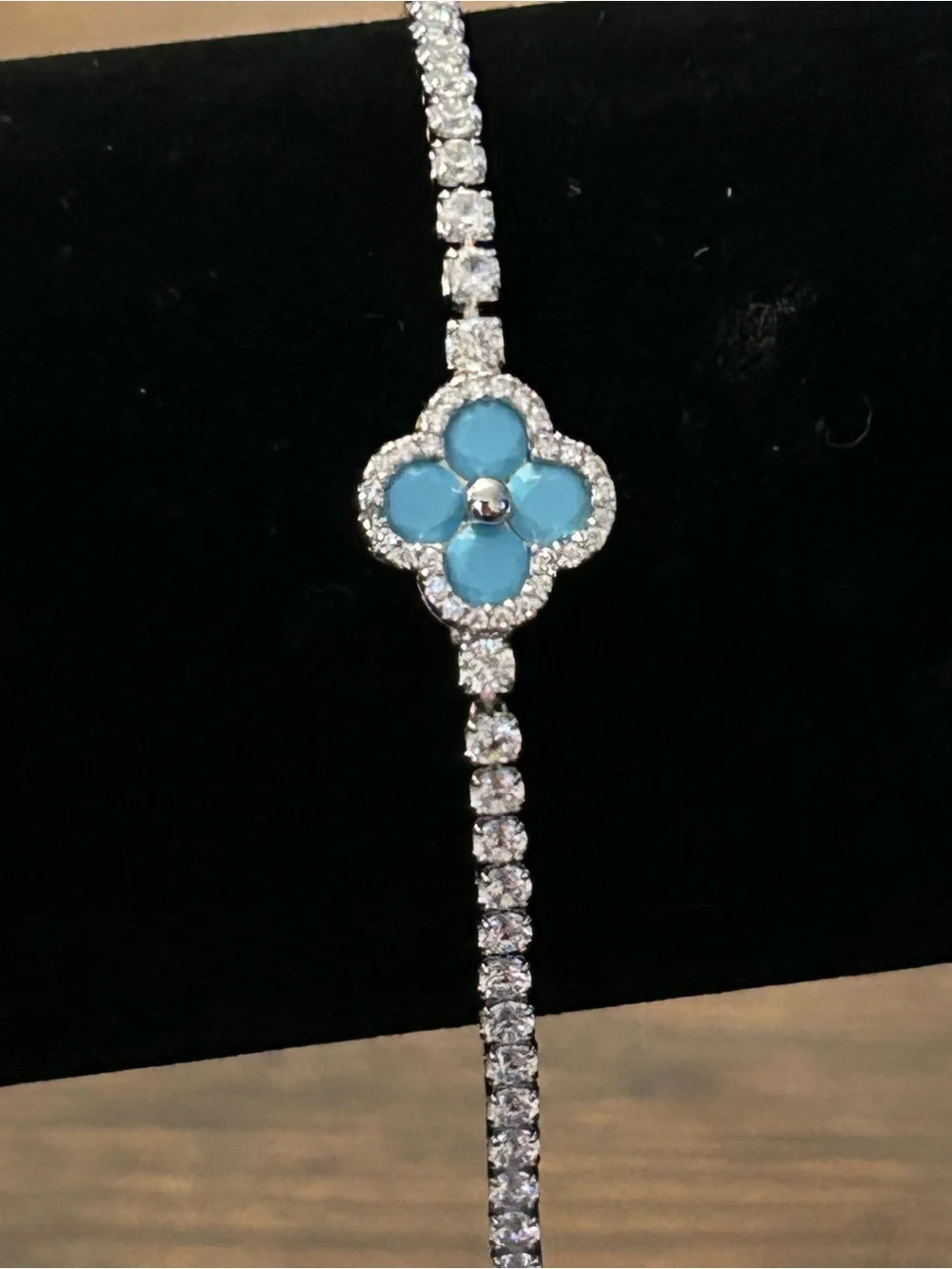 Blue Clover Crystal Tennis Bracelet - Women Jewelry 7-8”